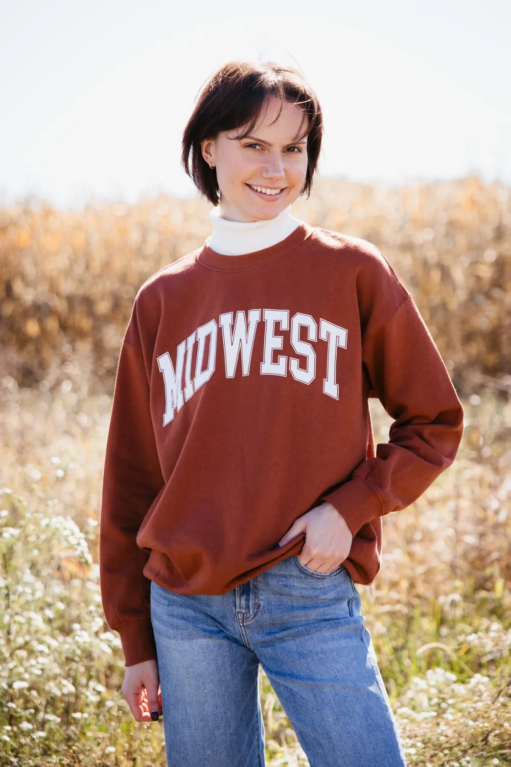 1897 Active Midwest Fleece Sweatshirt for Women in Rust | GT852-RUST