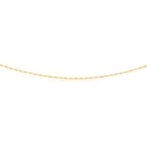 9ct Yellow Solid Gold Figaro 1:1 Diamond Cut 40 gauge 60cm Chain