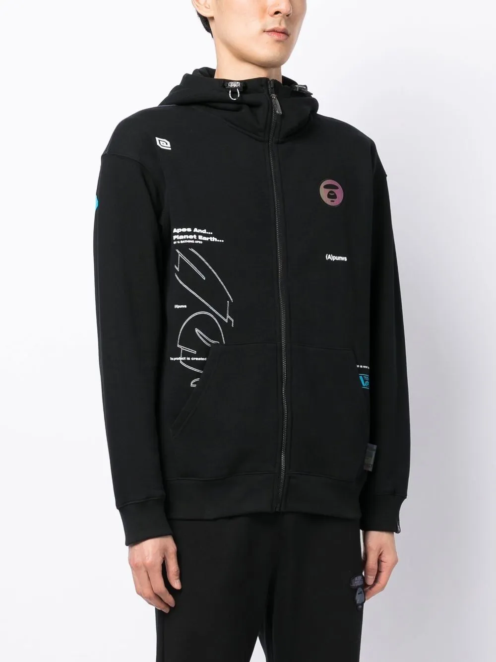 AAPE BY *A BATHING APE® graphic logo-patch zip-up hoodie
