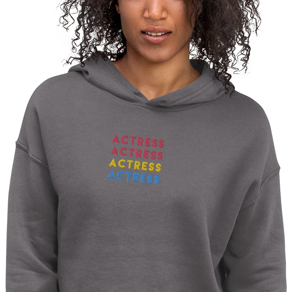 Actress - Colorful Embroidered Crop Top Hoodie