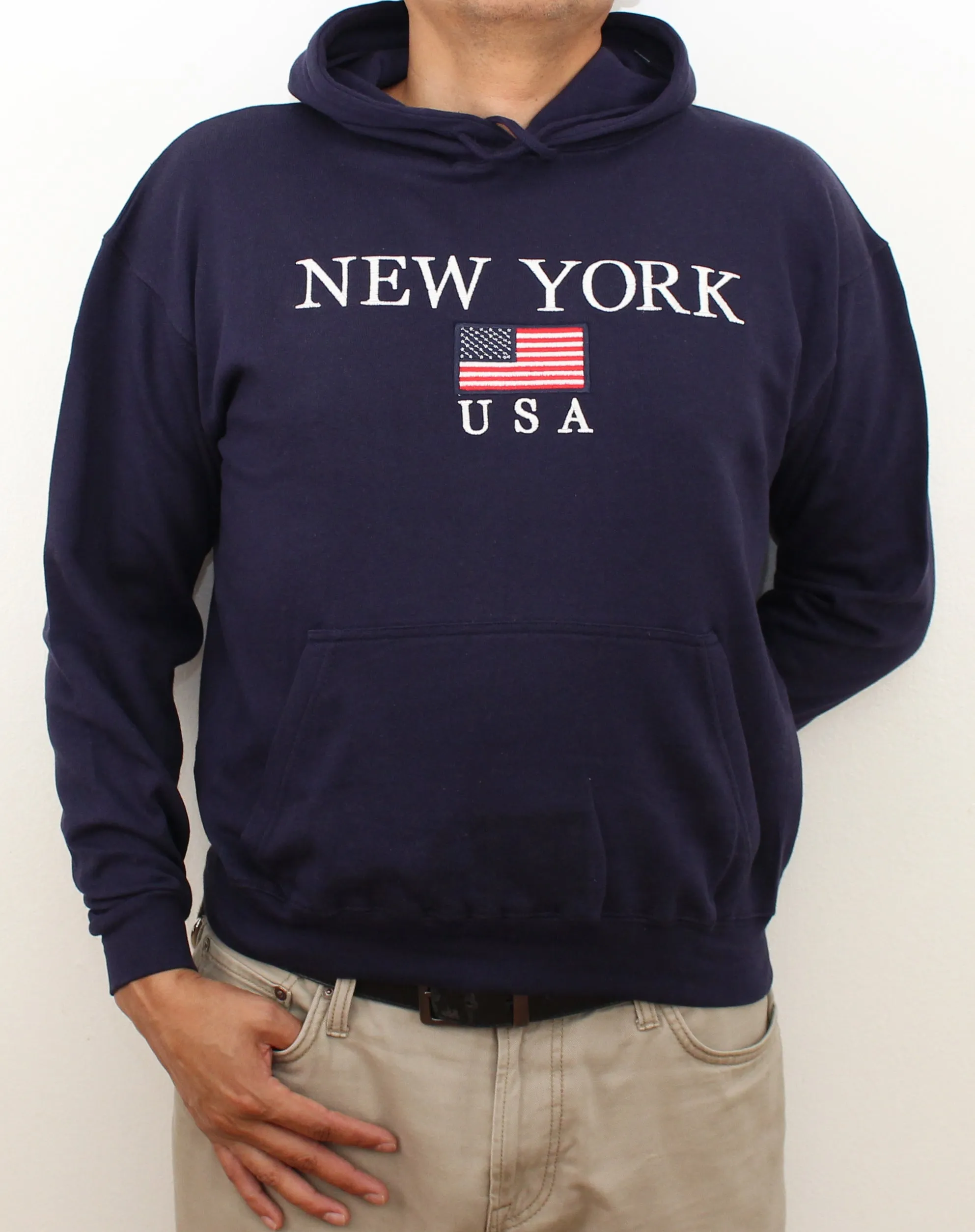 Adult Hoodies Embroidered with "NEW YORK U.S FLAG"