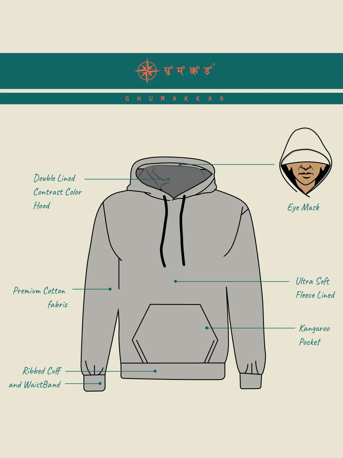 Adventuring Printed Cotton Hoodie for Men & Women