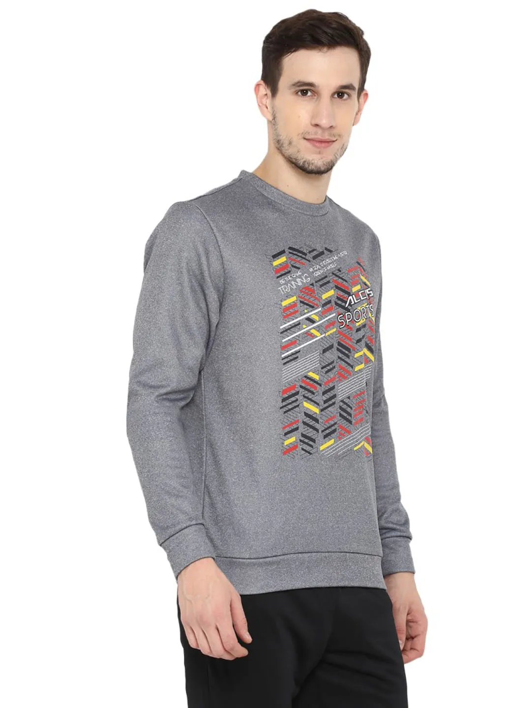 Alcis Men Printed Grey Sweatshirts