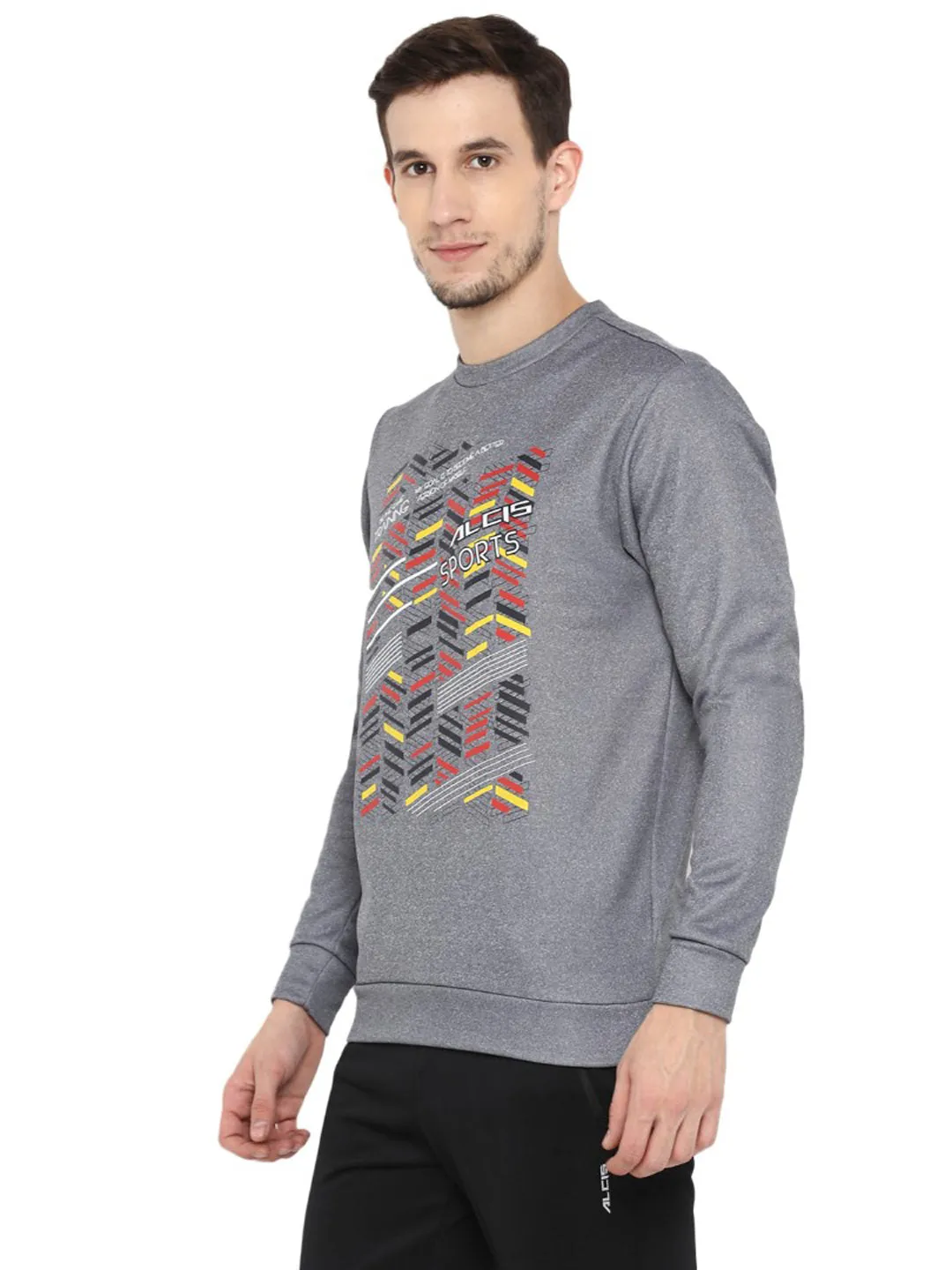 Alcis Men Printed Grey Sweatshirts