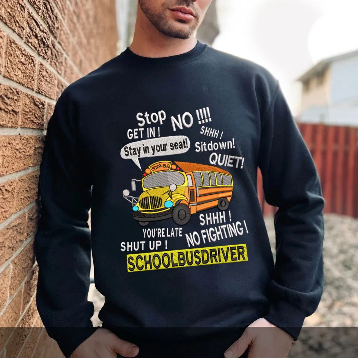 All About That Bus Embroidered Sweatshirt - Embroidered Hoodie Tad