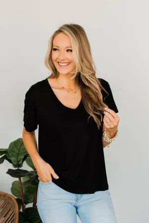 Always Essential V-Neck Top- Black