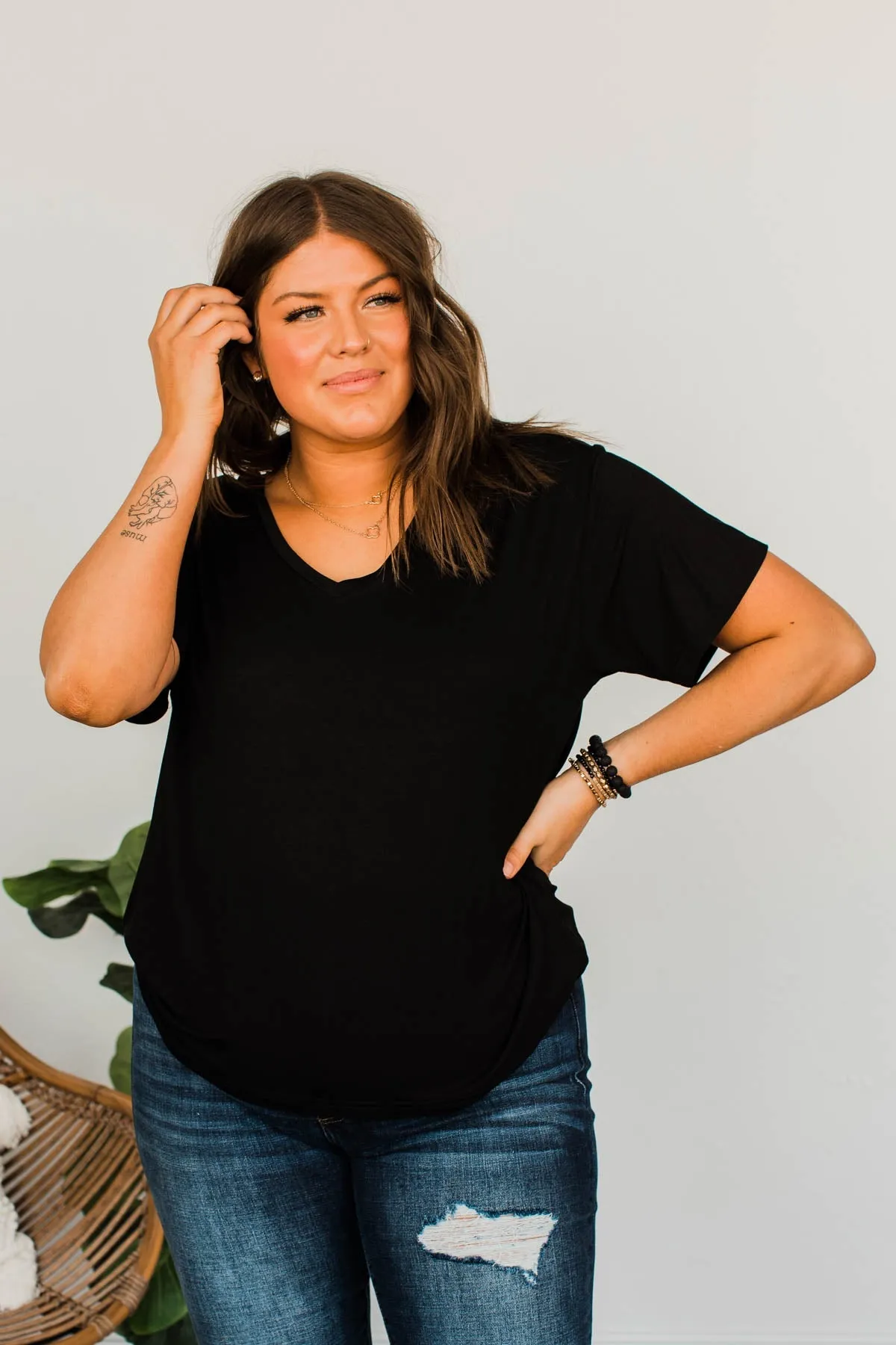Always Essential V-Neck Top- Black