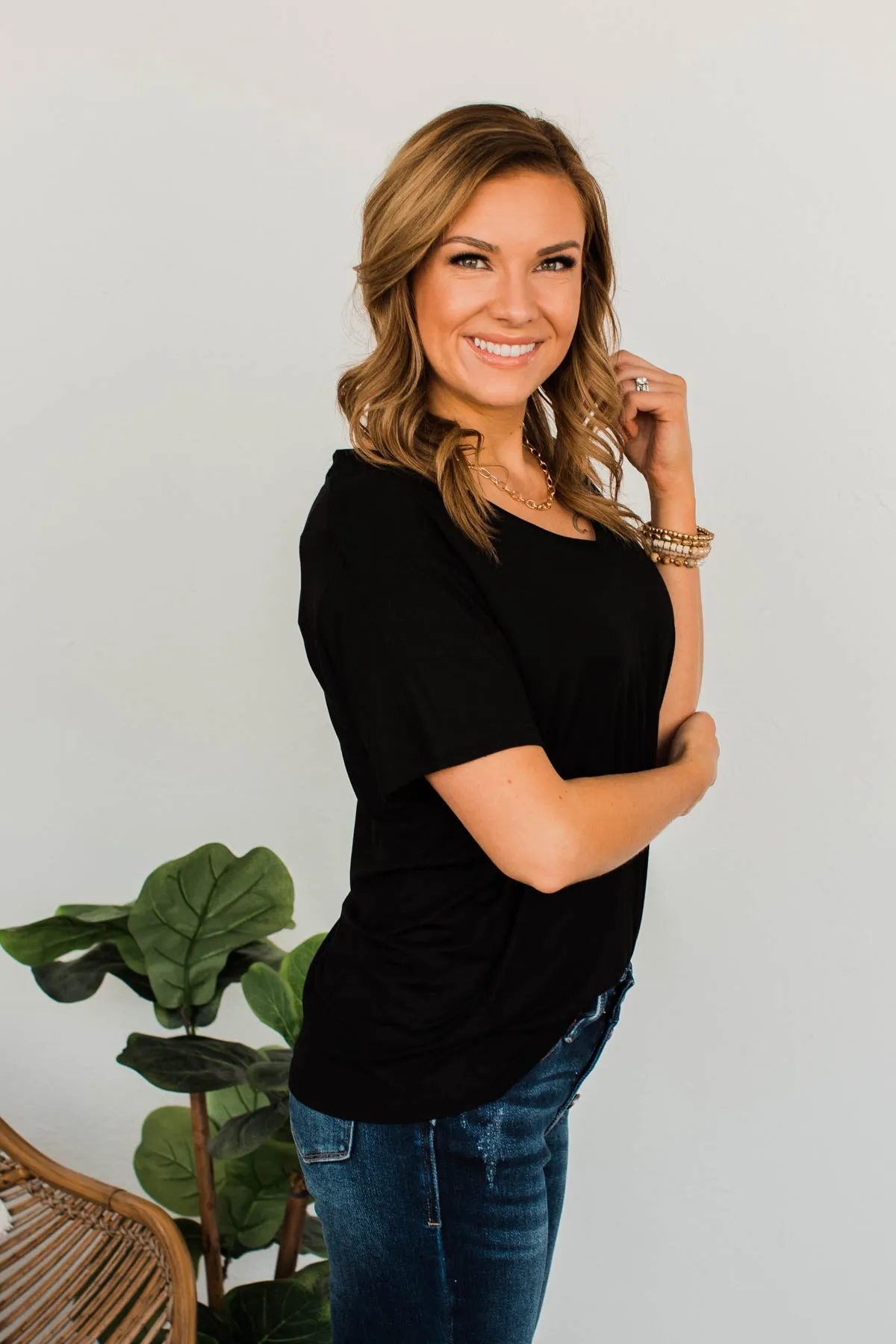 Always Essential V-Neck Top- Black