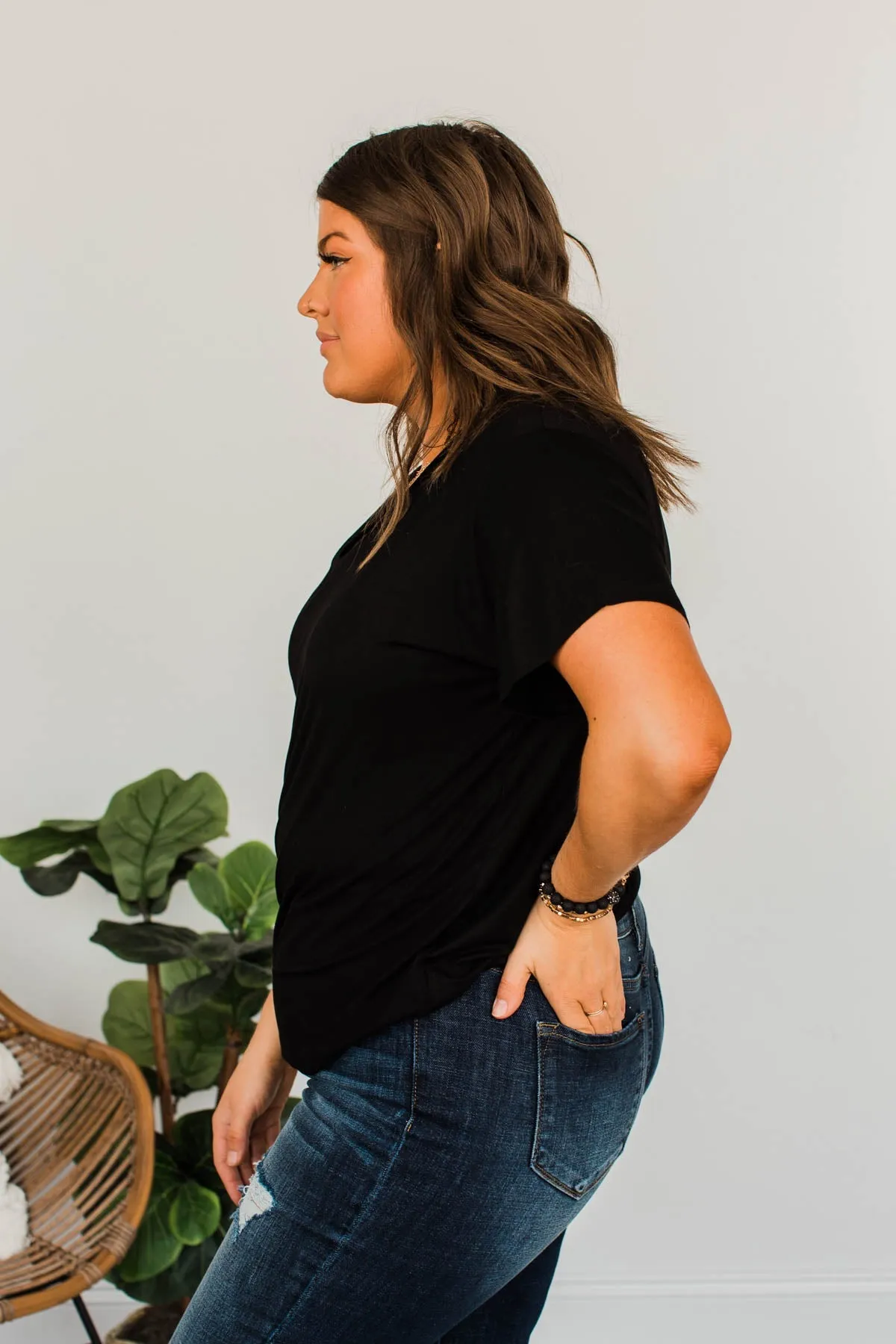 Always Essential V-Neck Top- Black