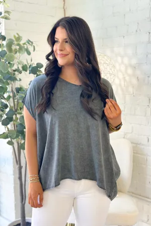 Ash V-Neck Mineral Wash Top
