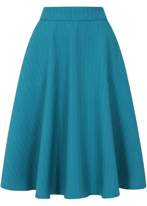 Banned Annie Marine Stripe 40's Swing Skirt Teal