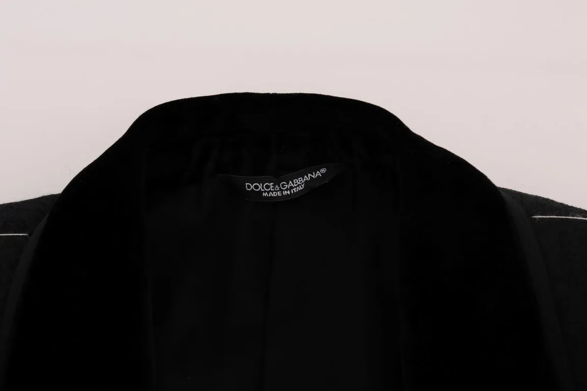 Black Brocade Double Breasted Slim Suit