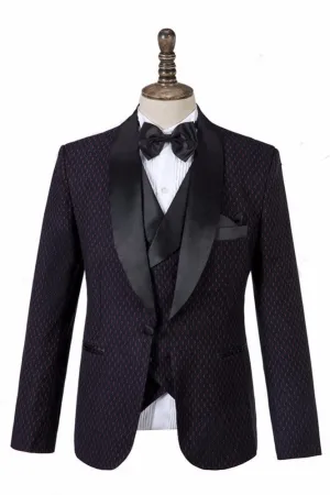 Black Shawl Lapel Three-piece Wedding Tuxedo for Men
