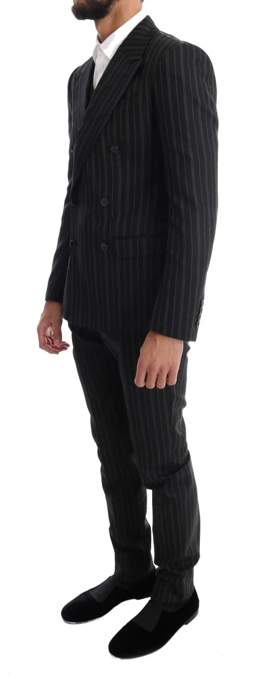 Black Striped Double Breasted 3 Piece Suit