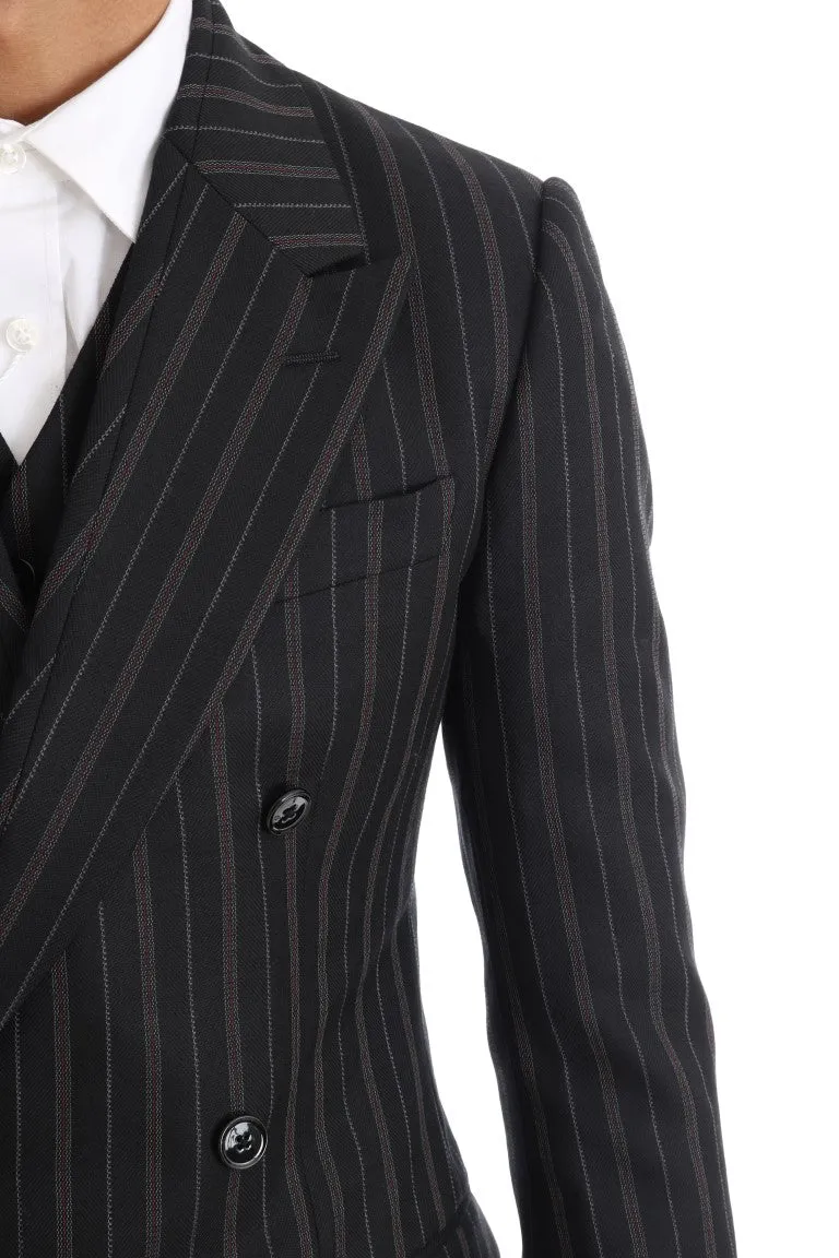 Black Striped Double Breasted 3 Piece Suit
