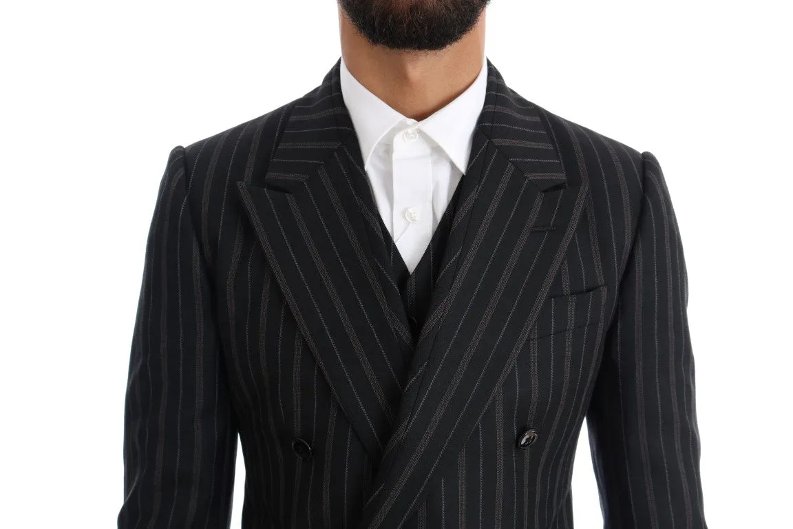 Black Striped Double Breasted 3 Piece Suit