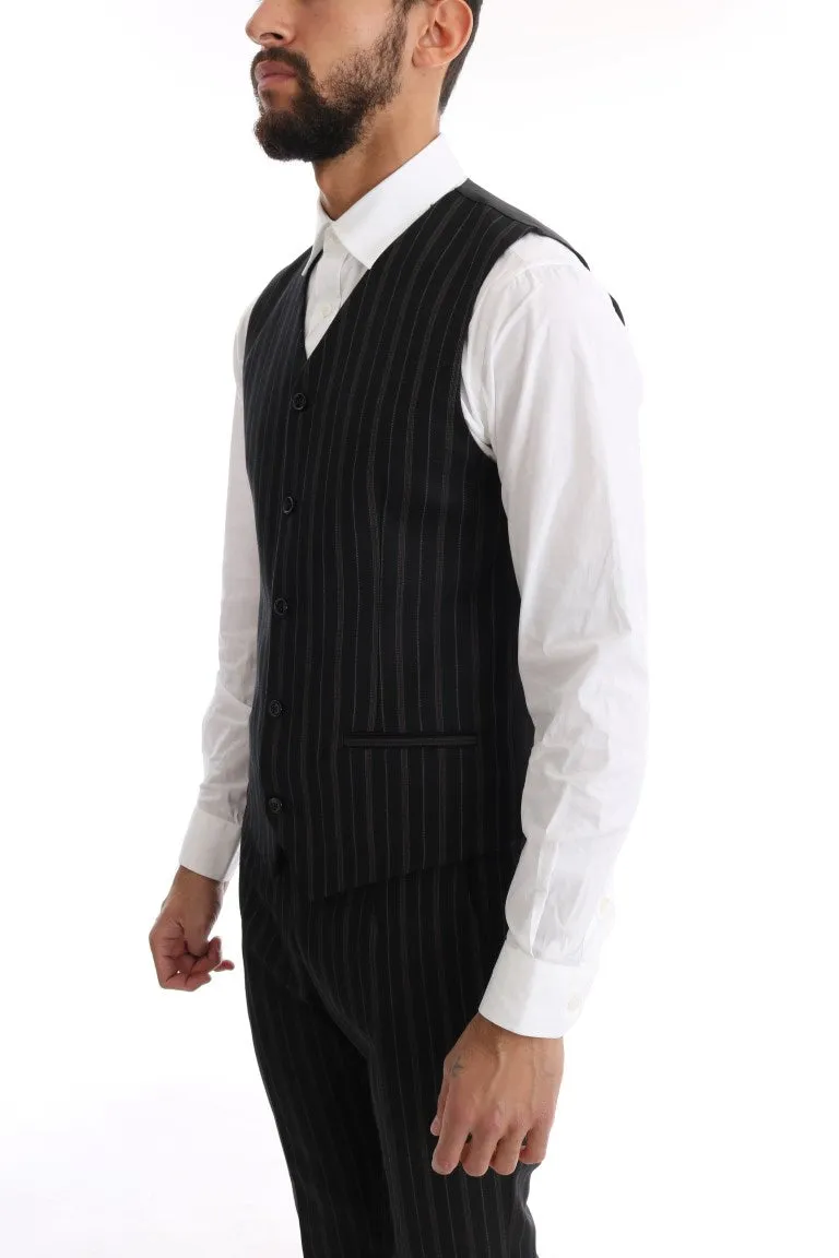 Black Striped Double Breasted 3 Piece Suit
