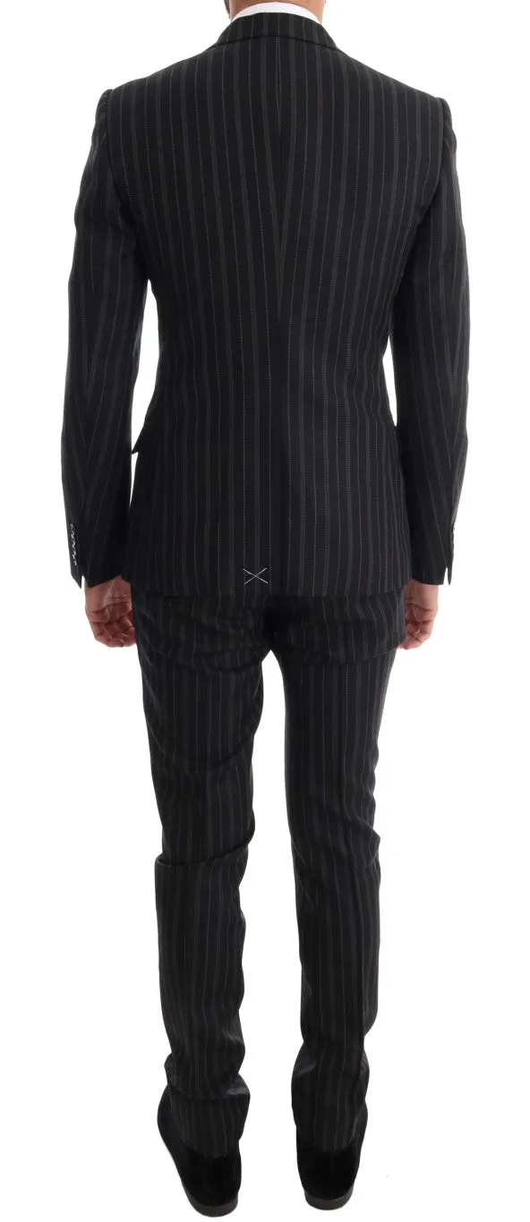 Black Striped Double Breasted 3 Piece Suit