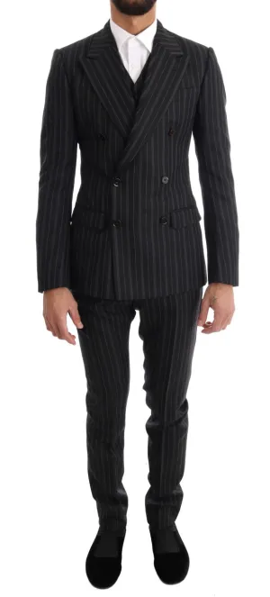 Black Striped Double Breasted 3 Piece Suit