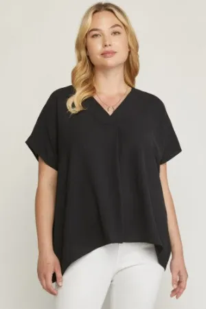 Black V Neck Placket Dolman