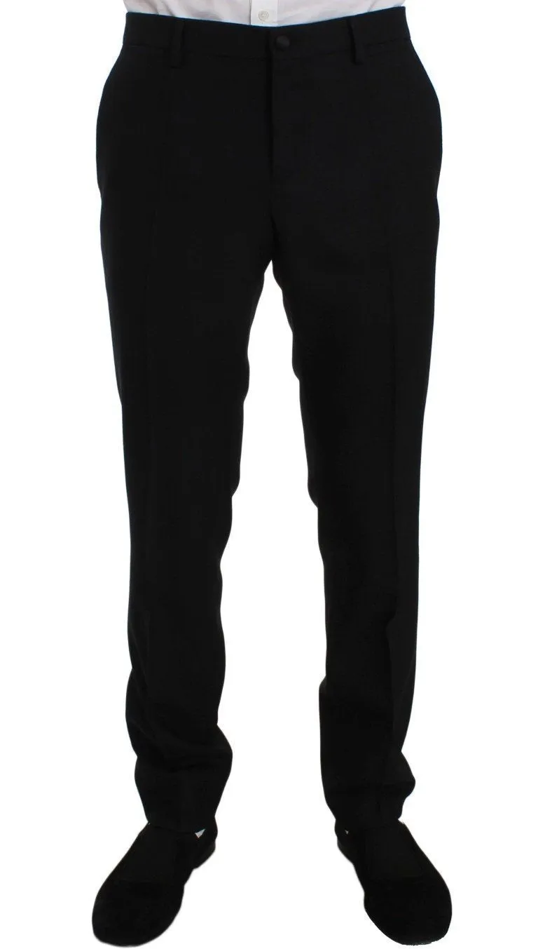 Black Wool Silk Slim Fit 3 Piece Suit