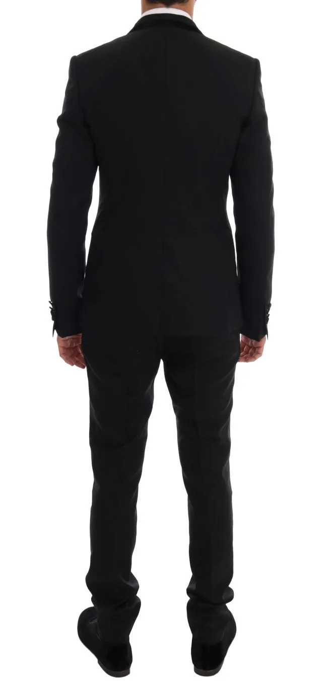 Black Wool Stretch Double Breasted Suit
