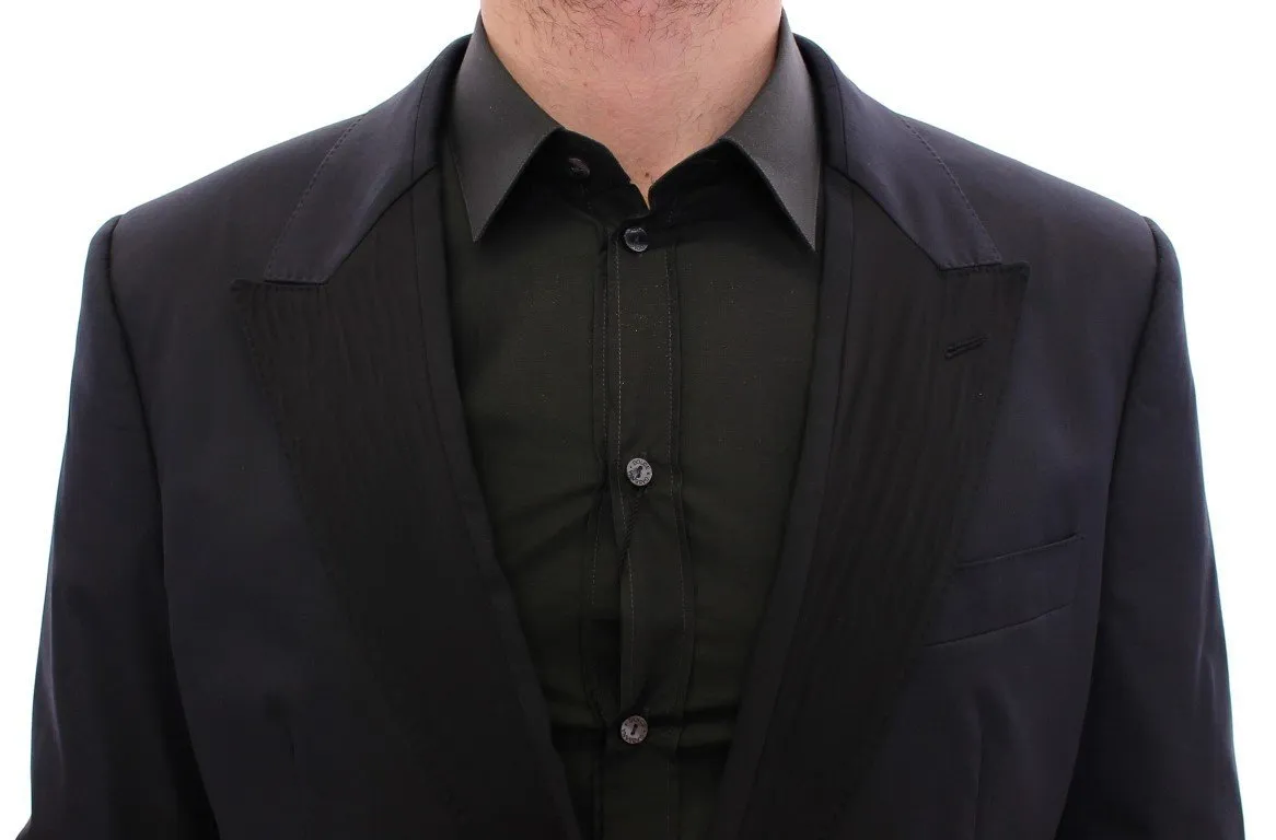 Blue Silk Stretch Two Button Slim Fit Suit