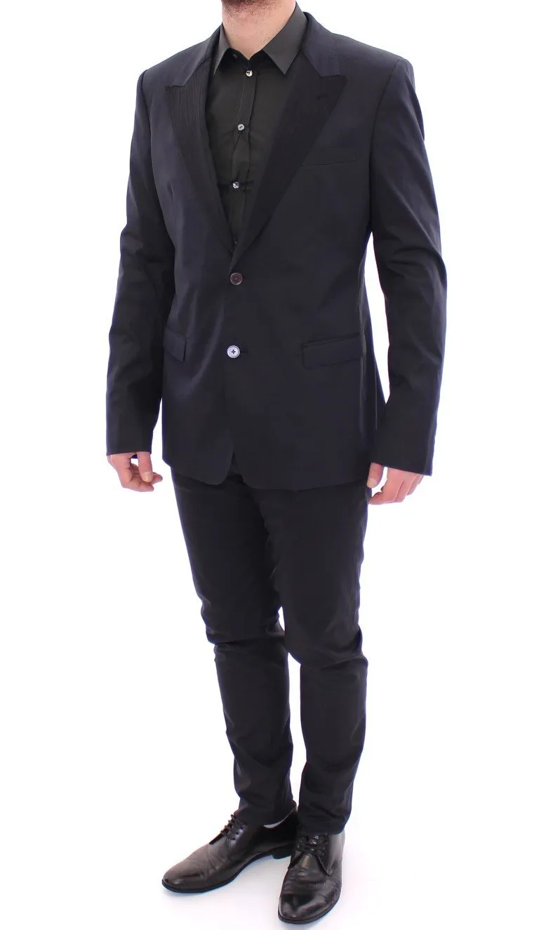 Blue Silk Stretch Two Button Slim Fit Suit
