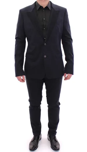 Blue Silk Stretch Two Button Slim Fit Suit