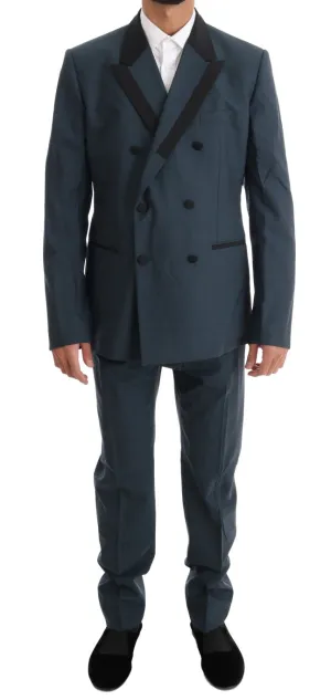 Blue Wool Double Breasted 3 Piece Suit