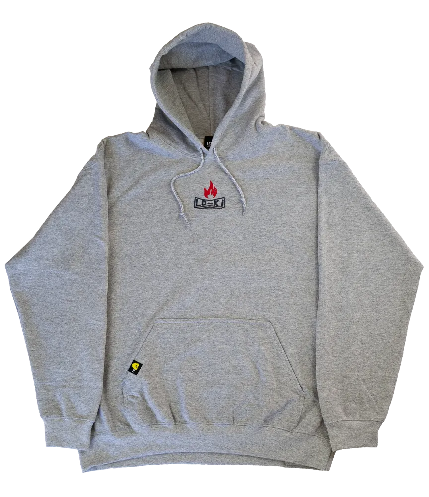 BOX LOGO - Grey/Deep-Red - Embroidered Hoodie