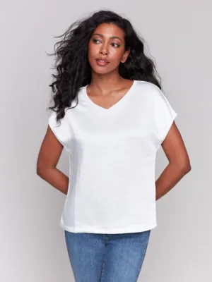 Charlie B SATIN V-NECK TEE