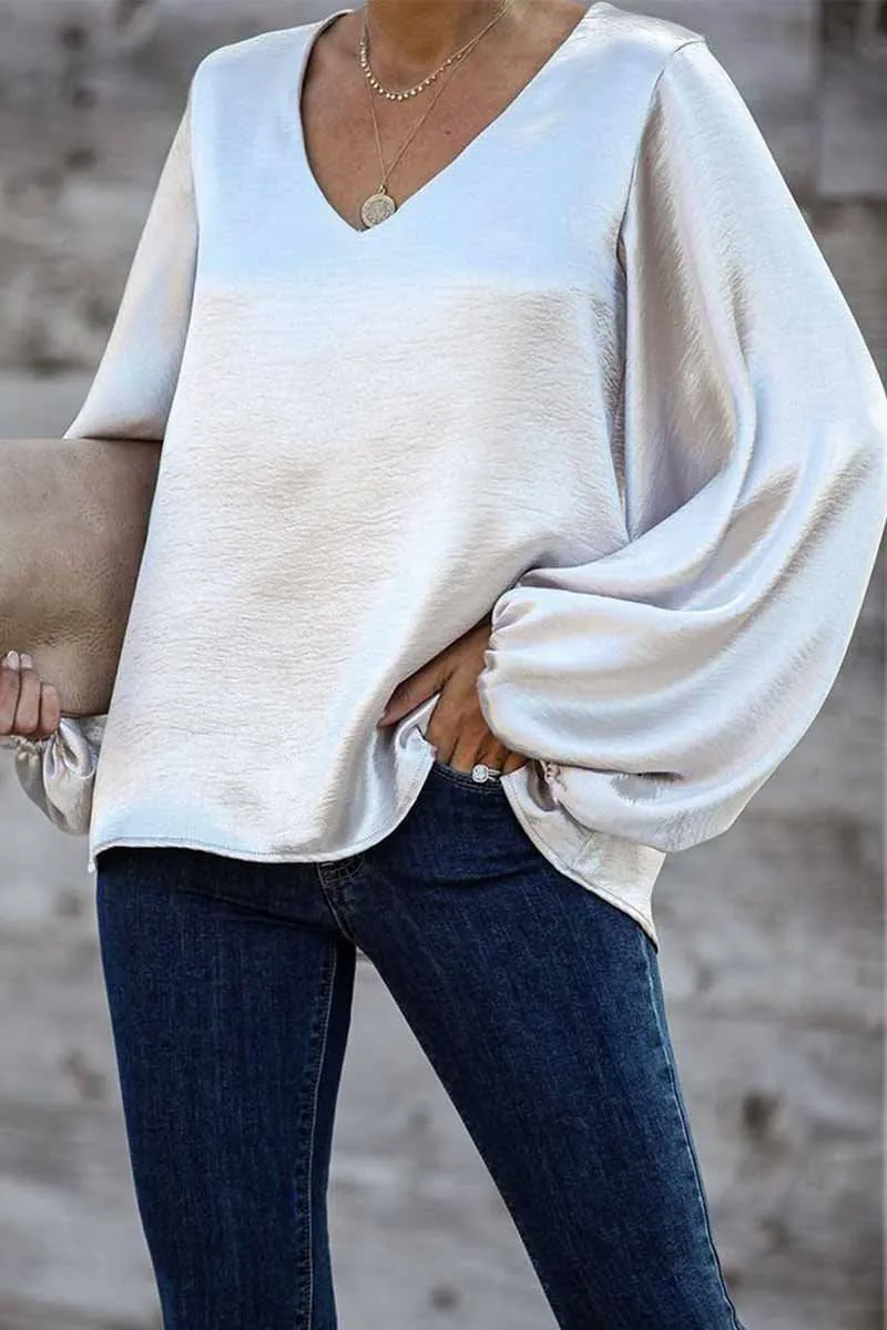 Chicindress V-Neck Tops With Puff Sleeves