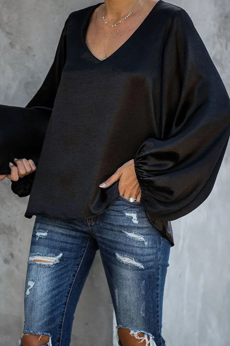 Chicindress V-Neck Tops With Puff Sleeves