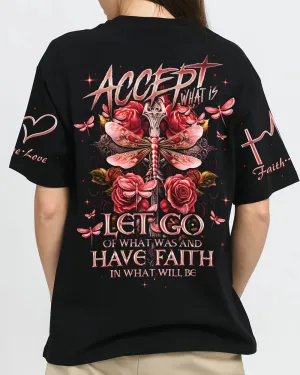 Christianartbag 3D T-Shirt For Women, Accept What Is Dragonflies,Christian Shirt, Faithful Fashion, 3D Printed Shirts for Christian Women