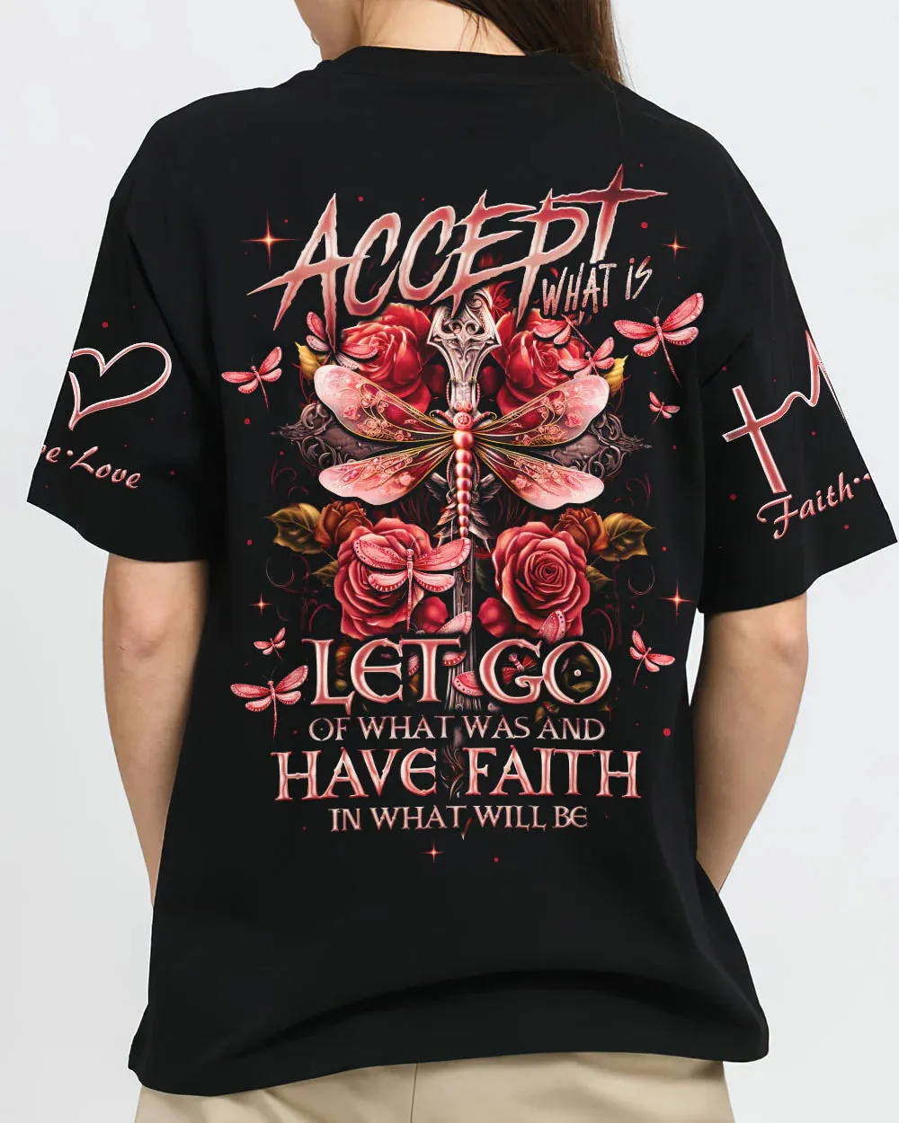 Christianartbag 3D T-Shirt For Women, Accept What Is Dragonflies,Christian Shirt, Faithful Fashion, 3D Printed Shirts for Christian Women