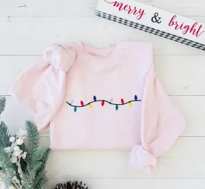 Christmas Lights Embroidered Sweatshirt
