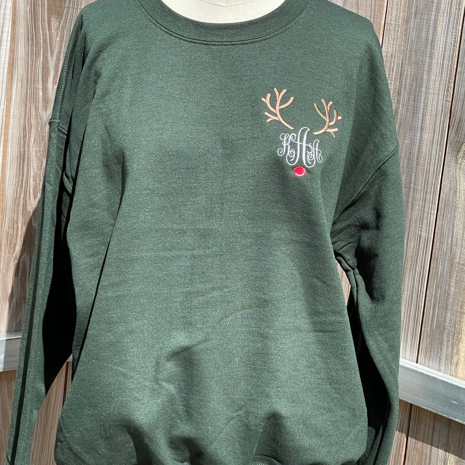Christmas Reindeer Embroidered Sweatshirt - Ugly Sweaters