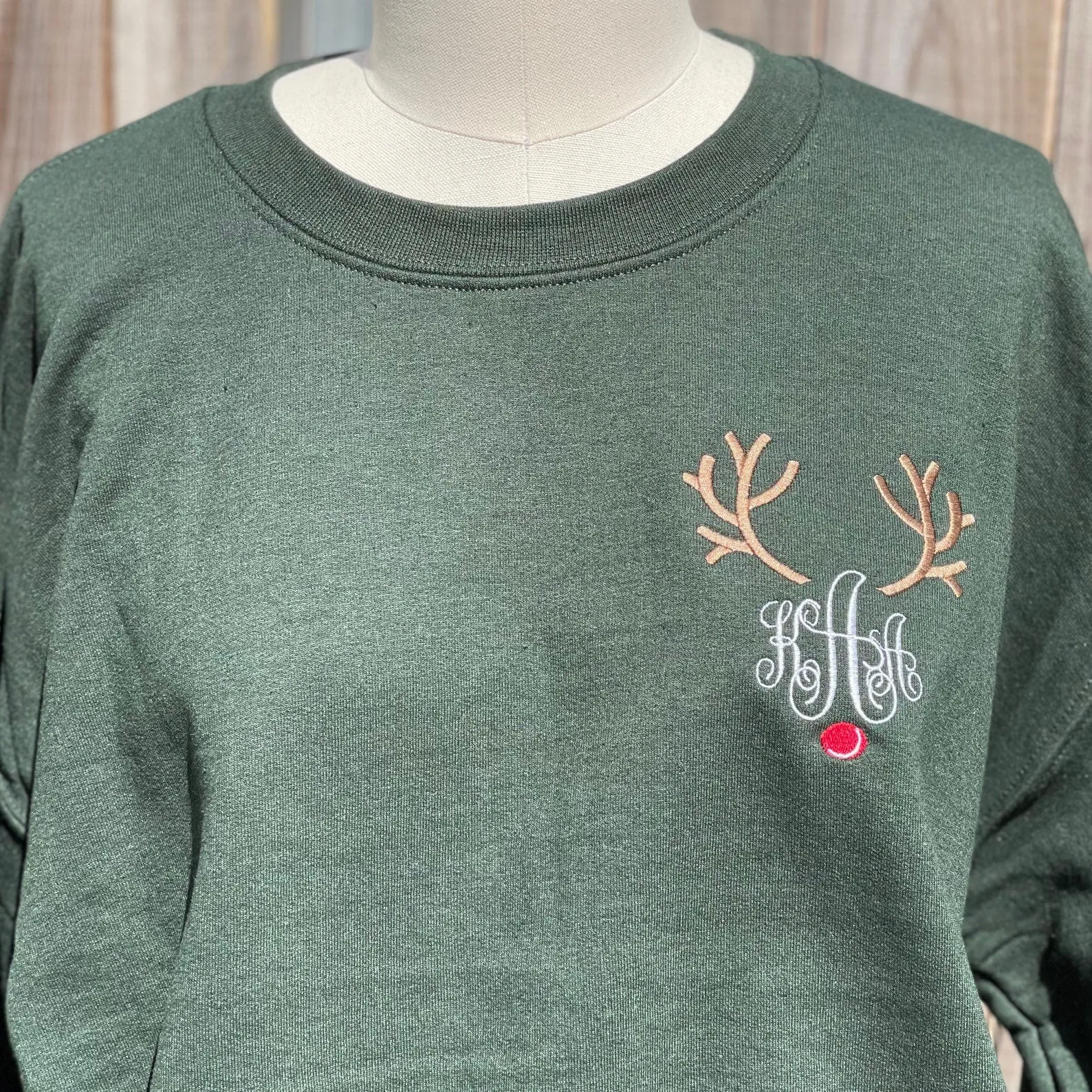 Christmas Reindeer Embroidered Sweatshirt - Ugly Sweaters