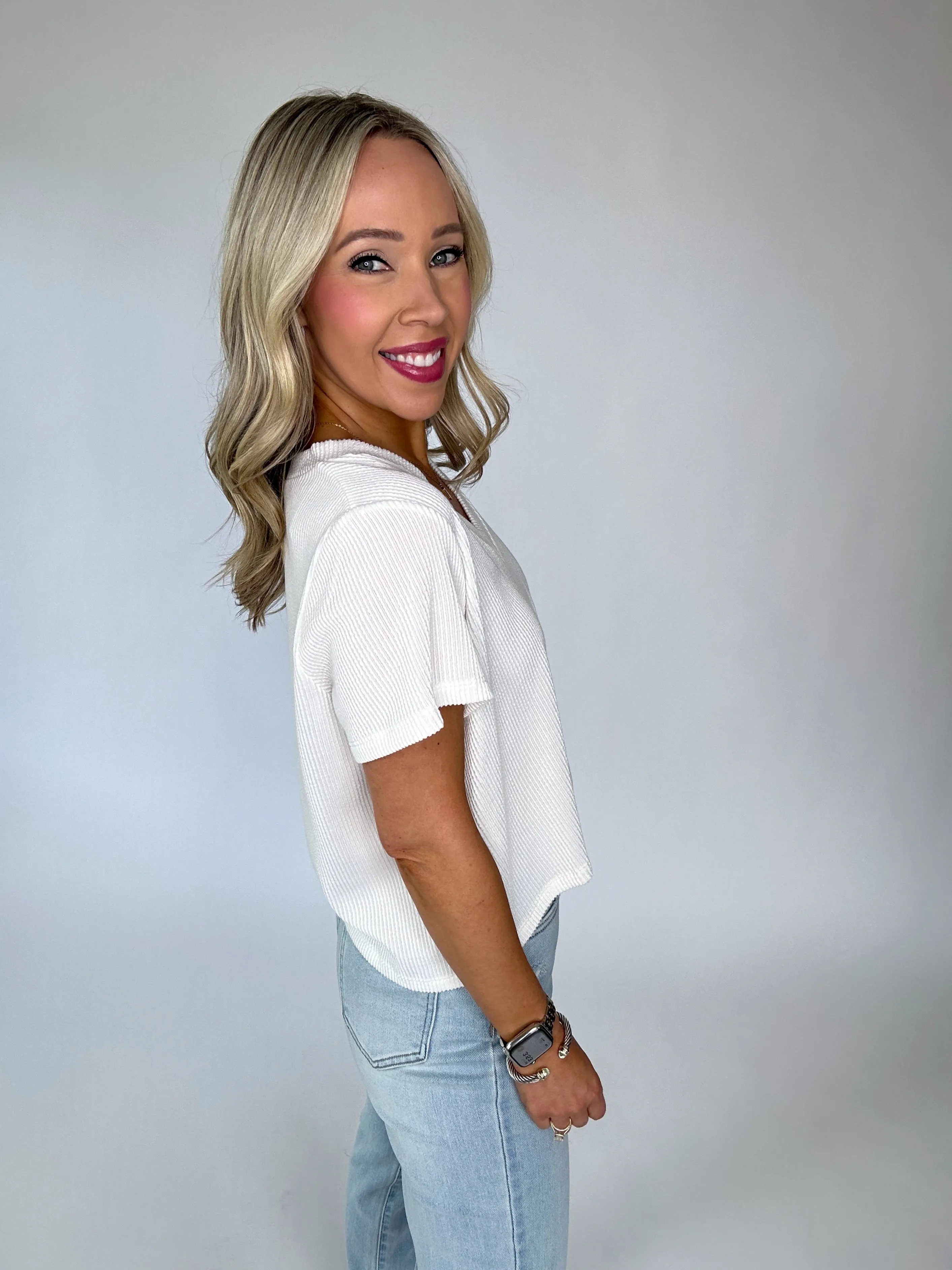 Cloud Nine V Neck Tee - Off White