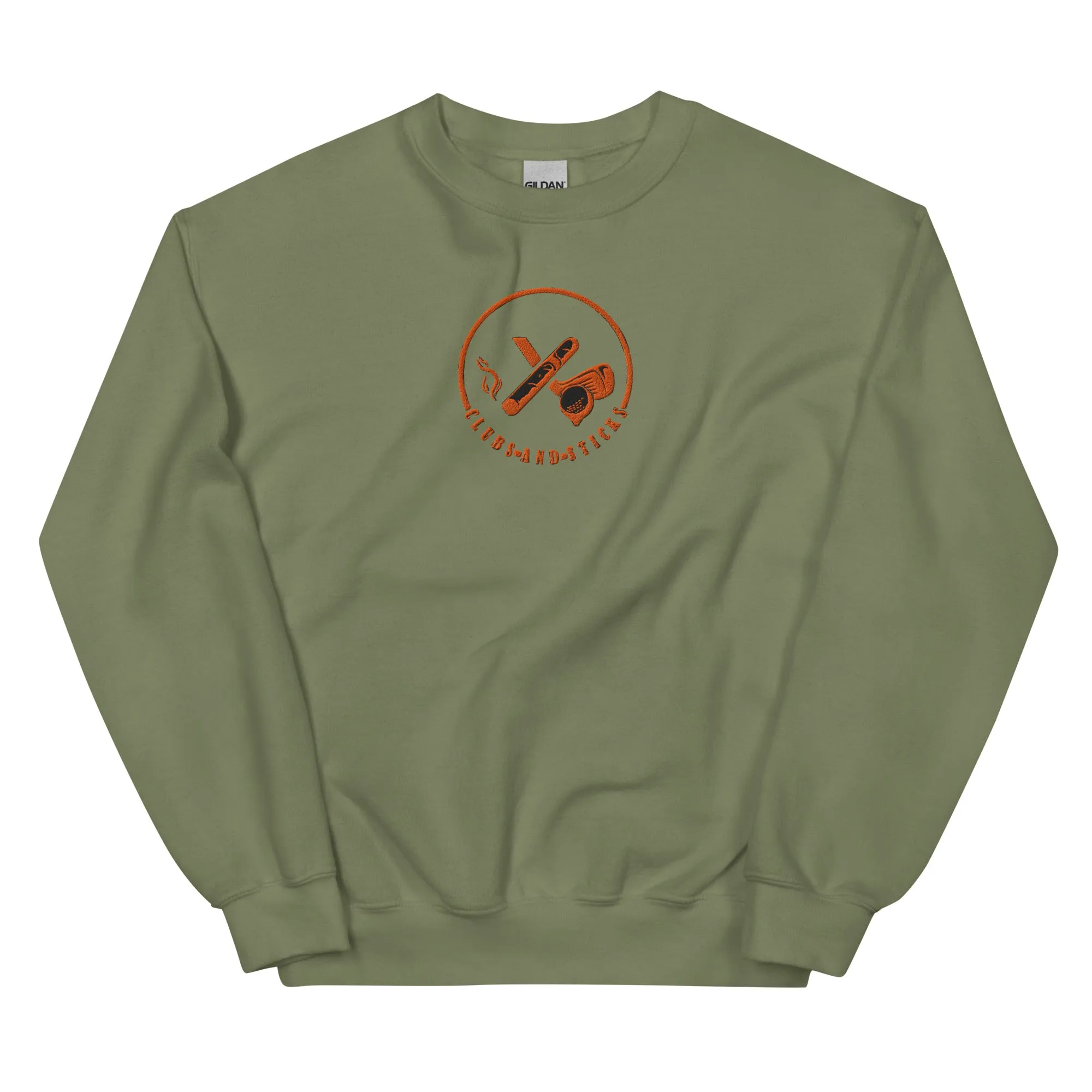 Clubs and Sticks Embroidered Sweatshirt - Orange
