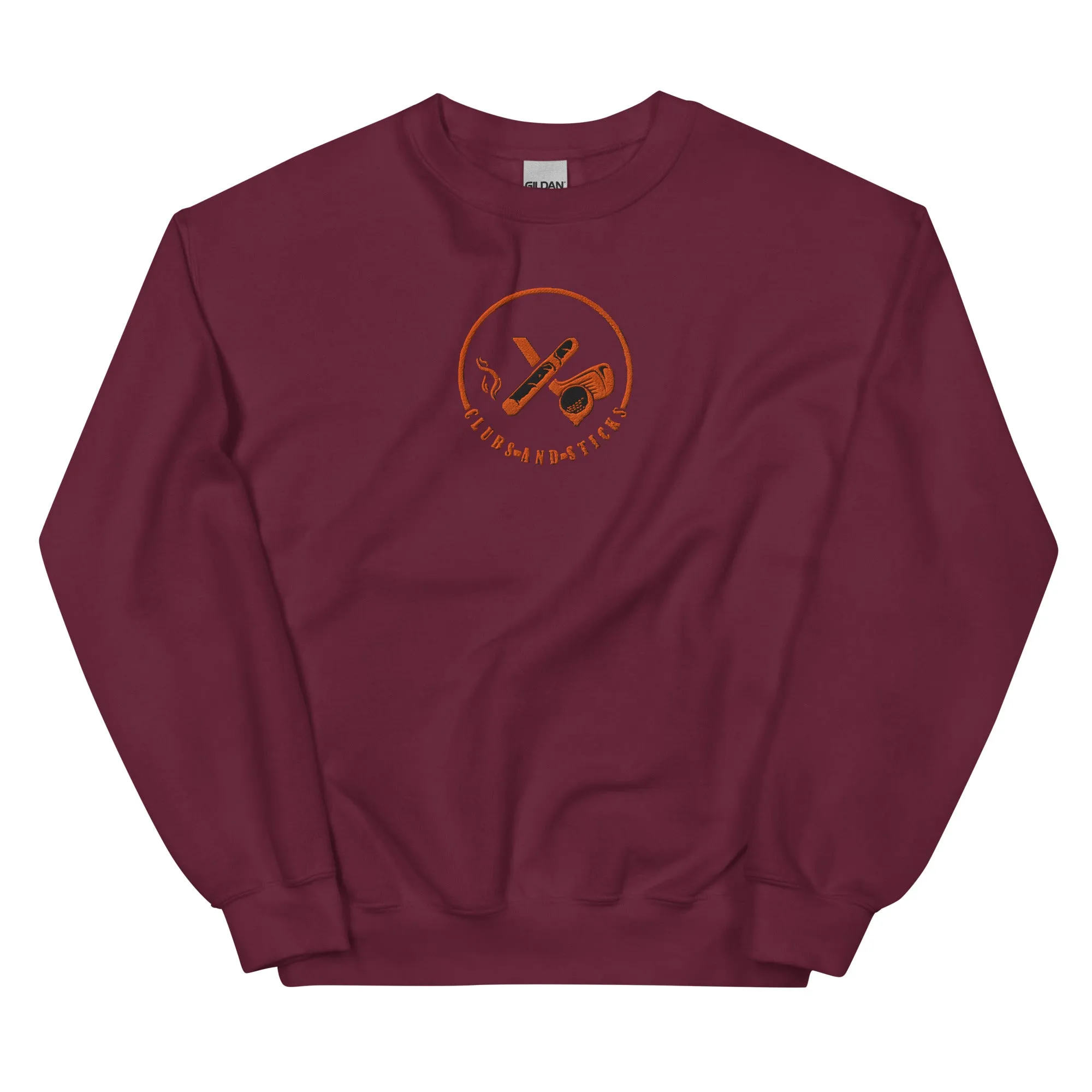 Clubs and Sticks Embroidered Sweatshirt - Orange