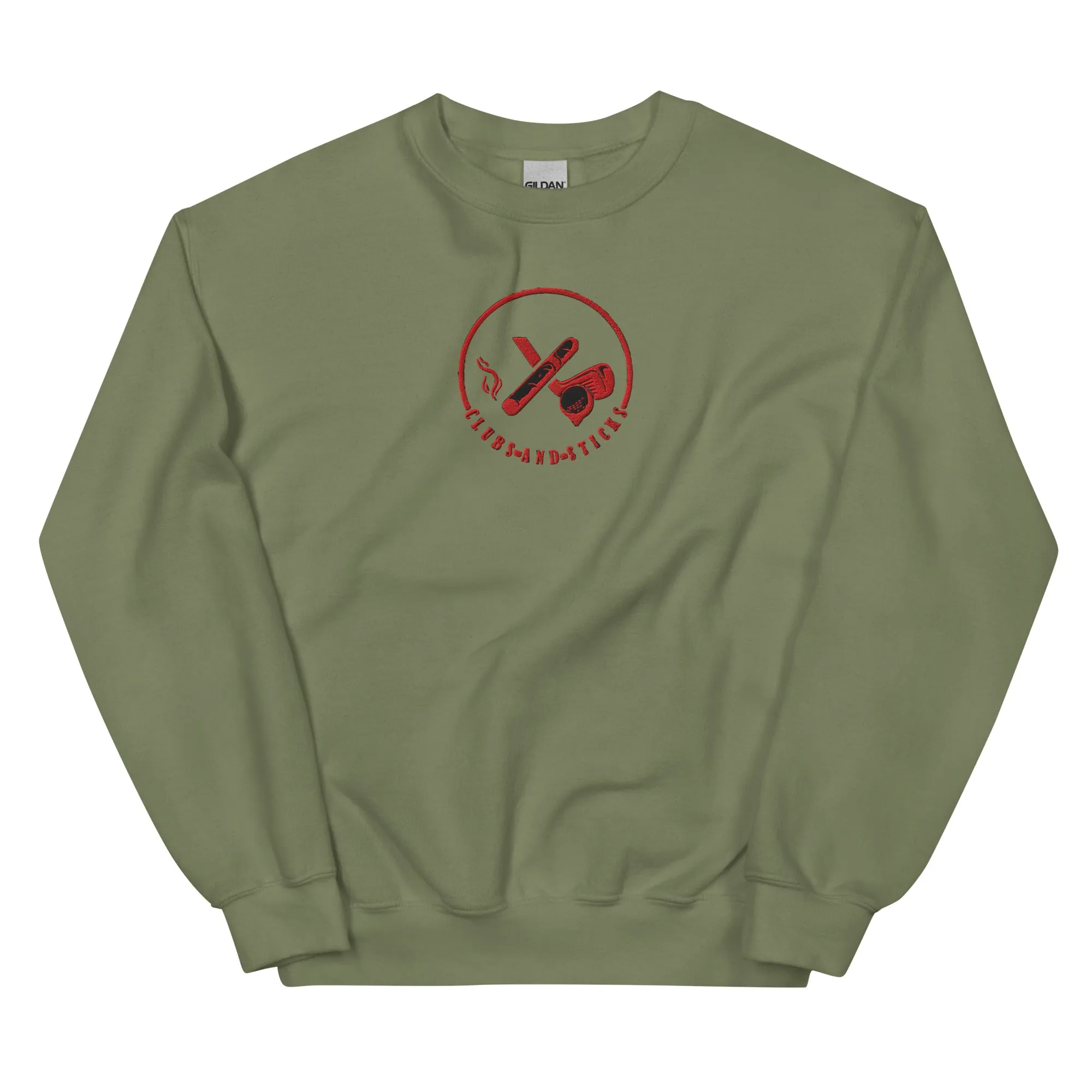 Clubs and Sticks Embroidered Sweatshirt - Red