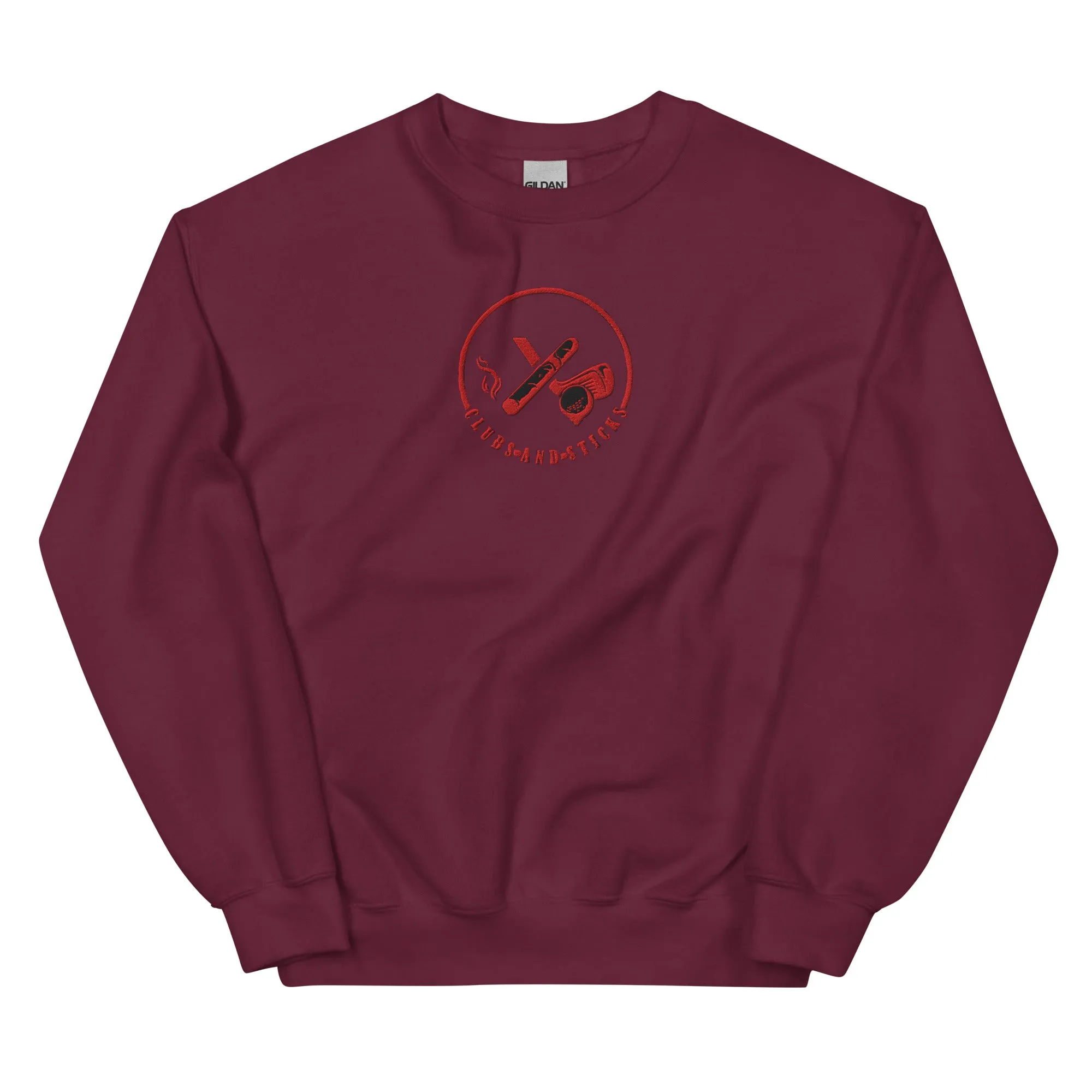 Clubs and Sticks Embroidered Sweatshirt - Red