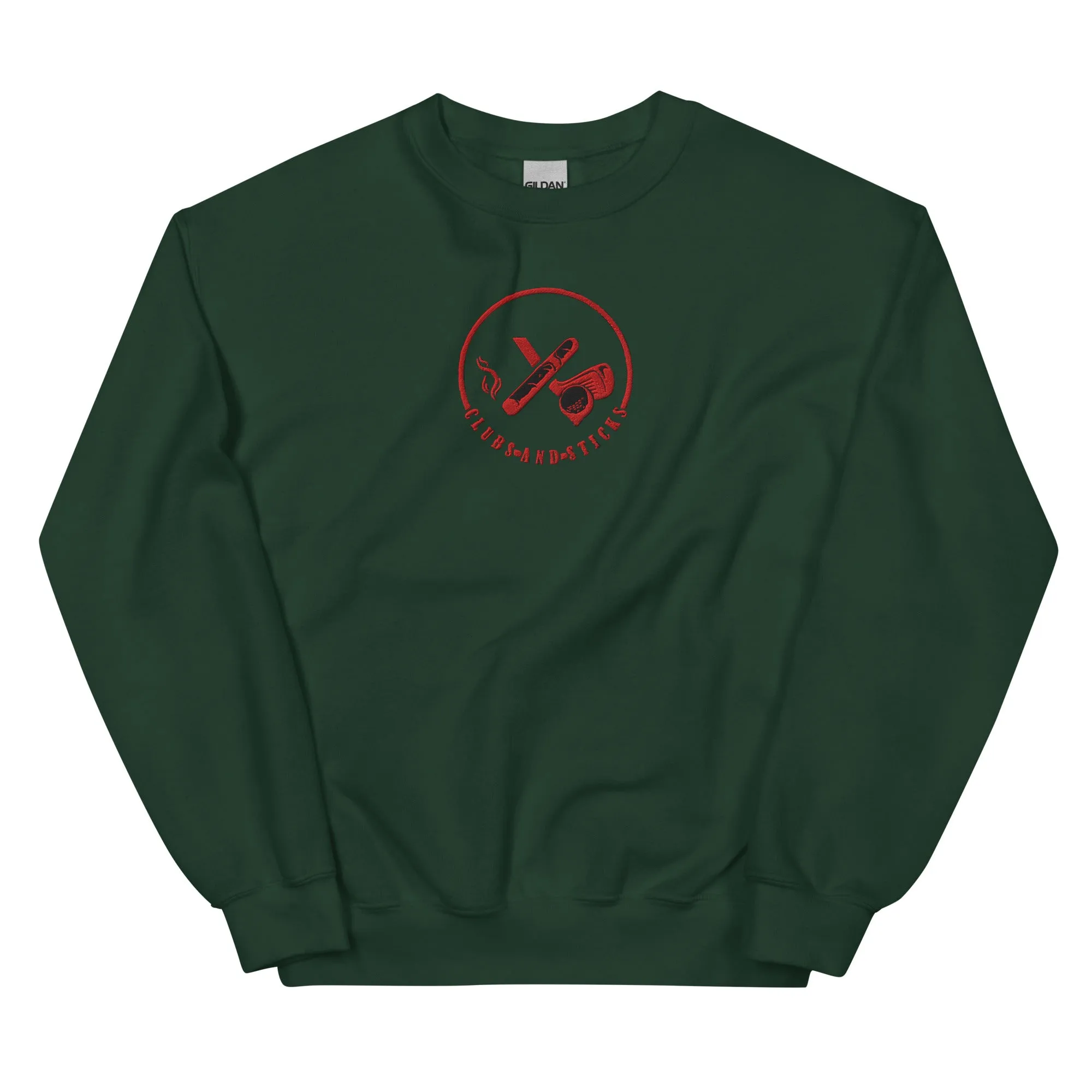 Clubs and Sticks Embroidered Sweatshirt - Red