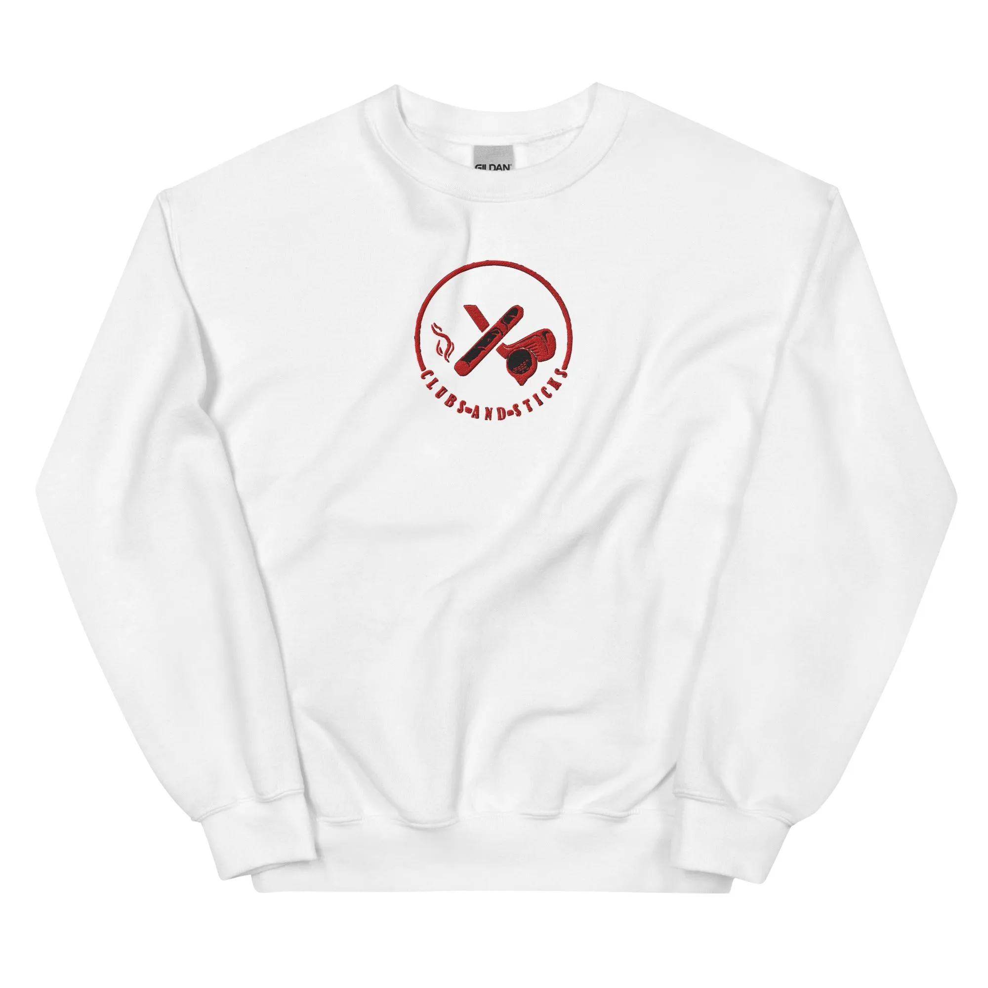 Clubs and Sticks Embroidered Sweatshirt - Red