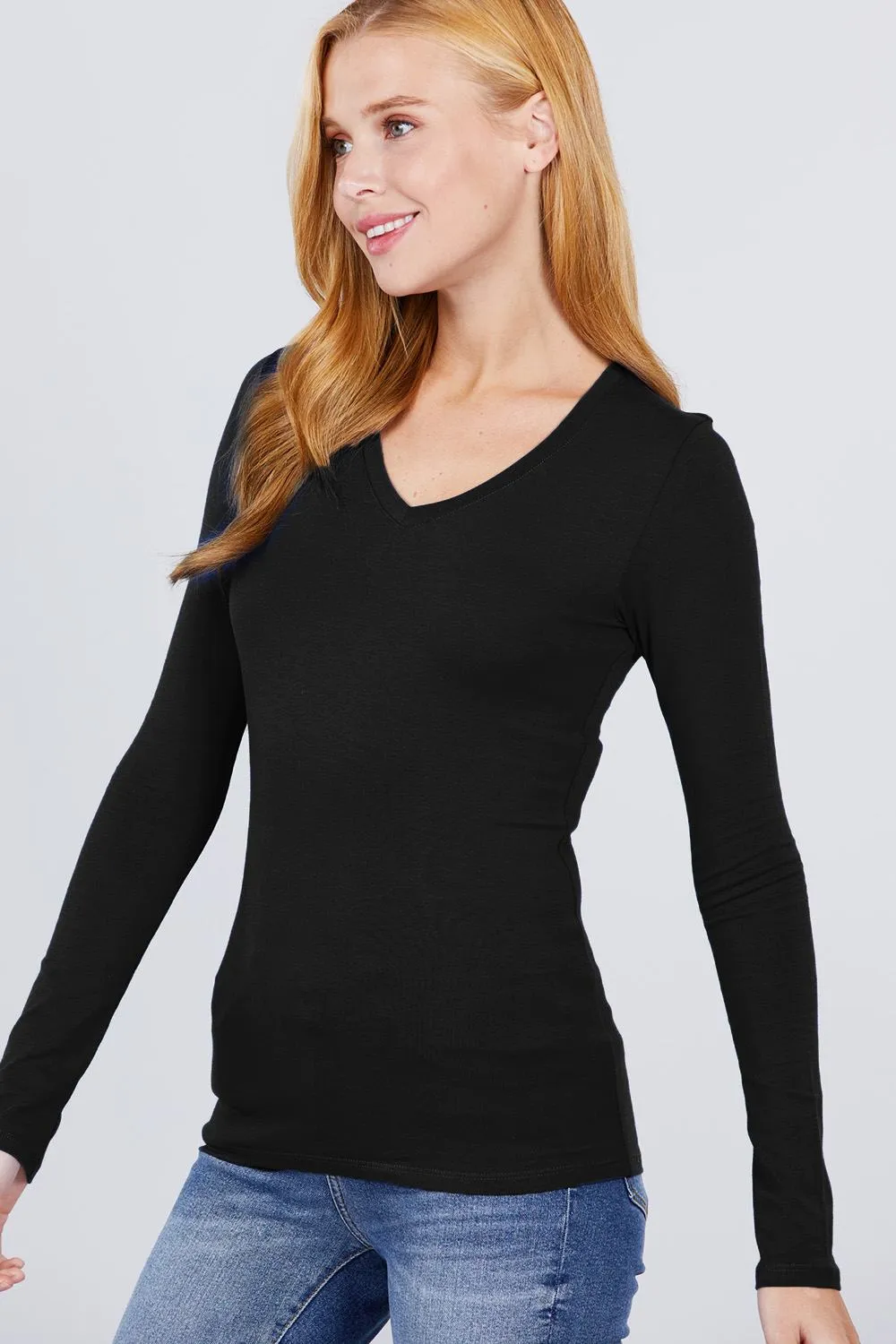 Cotton Jersey V-neck Top