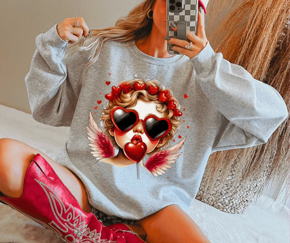 Cupid Sucker Ash Sweatshirt or Tee