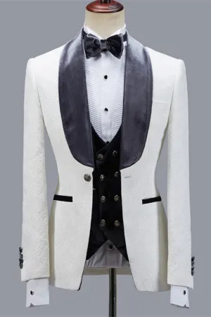 Custom design Jacquard Slim Fit Shawl Lapel Wedding Men Suits