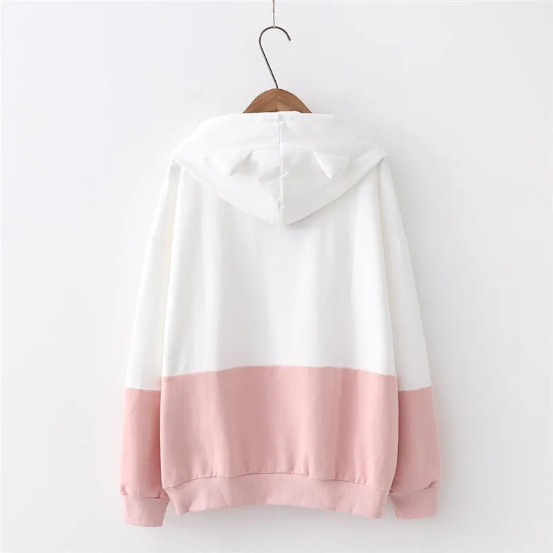 CUTE FISH EMBROIDERED LONG SLEEVE HOODIE UB2661